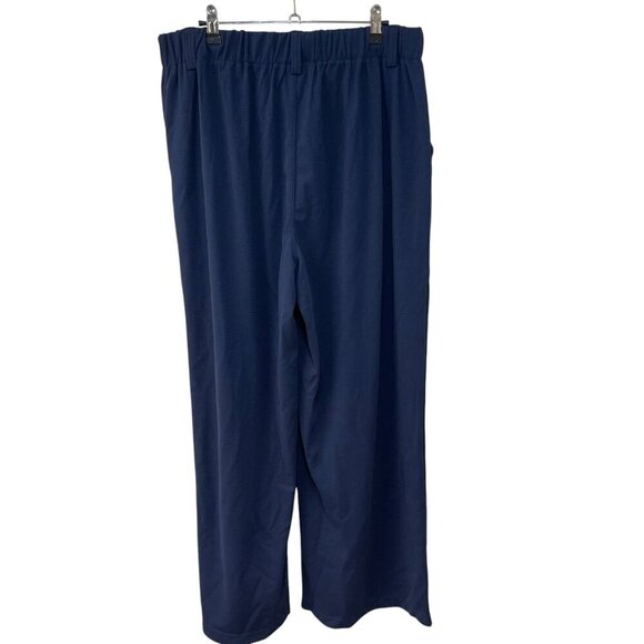 Halara High Waisted Pleated Pocket Wide Leg Flowy Waffle Pants Size XL Navy NEW - Picture 6 of 7